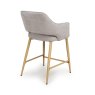 Phil Low Bar Stool Fabric With Wooden Legs Pewter 4