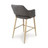 Phil High Bar Stool Fabric With Wooden Legs Grey 5