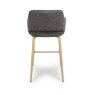 Phil High Bar Stool Fabric With Wooden Legs Grey 5