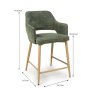 Phil Low Bar Stool Fabric Wooden Legs Sage Dims