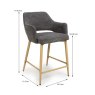 Phil Low Bar Stool Fabric Wooden Legs Grey Dims
