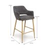 Phil High Bar Stool Fabric Wooden Legs Grey Dims