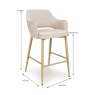 Phil High Bar Stool Fabric Wooden Legs Natural Dims