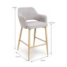 Phil High Bar Stool Fabric Wooden Legs Pewter Dims