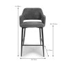 Phil High Bar Stool Fabric With Black Legs Grey Dimensions