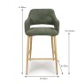 Phil High Bar Stool Fabric With Wooden Legs Sage Dimensions