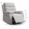 Blasket Electric Reclining Armchair Fabric Light Grey Dimensions