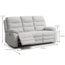 Blasket 3 Seater Electric Reclining Sofa Fabric Light Grey Dimensions