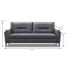 Merano 3 Seater Sofa Leather Category 15 (S) Dimensions