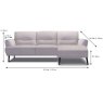 Cortina 3 + Seater With Chaise On Right Leather Category 10 (S) Dimensions