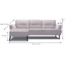 Cortina 3 + Seater With Chaise On Left Leather Category 10 (S) Dimensions