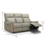 Ancona Electric Reclining 3 Seater Sofa Leather Category 15 (S) Dimensions