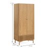Sanremo 2 Door + 1 Drawer Wardrobe Natural Oak Dimensions
