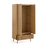 Sanremo 2 Door + 1 Drawer Wardrobe Natural Oak Open