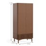 Sanremo 2 Door + 1 Drawer Wardrobe Dark Oak Dimensions