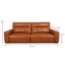 Vulcano 3 Seater Sofa Leather Category 20 BX & NW Dimensions