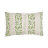 Oak Stripe Duvet Cover Set Double Green & Pink Lifestyle Pillow Whiteout