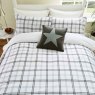Hunter's Check Brushed Cotton Duvet Cover Set Super King Grey Lifestyle Overhead