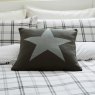 Hunter's Check Brushed Cotton Duvet Cover Set Super King Grey Lifestyle Pillow Close Up 1
