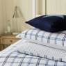Hunter's Check Brushed Cotton Duvet Cover Set King Cobalt Blue & Navy Lifestyle Pillow Close Up 2