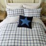 Hunter's Check Brushed Cotton Duvet Cover Set Single Cobalt Blue & Navy Lifestyle Overhead