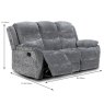 Beginish 3 Seater Manual Reclining Sofa Fabric Grey Dimensions
