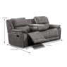Albrun 3 Seater Electric Reclining Sofa With Dropdown Tray Faux Suede Dark Grey Dimensions