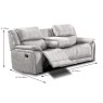 Albrun 3 Seater Electric Reclining Sofa With Dropdown Tray Faux Suede Light Grey Dimensions