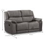 Albrun 2 Seater Electric Reclining Sofa Faux Suede Dark Grey Dimensions
