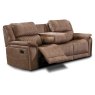 Albrun 3 Seater Manual Reclining Sofa With Dropdown Tray Faux Suede Light Brown