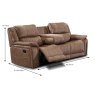 Albrun 3 Seater Manual Reclining Sofa With Dropdown Tray Faux Suede Light Brown Dimensions