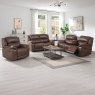 Albrun 3 Seater Manual Reclining Sofa With Dropdown Tray Faux Suede Dark Brown Lifestyle