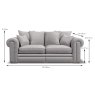Oceanus 3 Seater Scatter Back Sofa Fabric A Dimensions