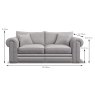 Oceanus 3 Seater Standard Back Sofa Fabric A Dimensions