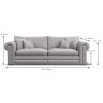 Oceanus 4 Seater Standard Back Sofa Fabric A Dimensions
