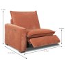 Calais Modular 1 Seater Electric Reclining Arm LHF With USB Port Fabric Dimensions