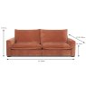 Calais 2.5 Seater Electric Reclining Sofa With USB Port Fabric Dimensions