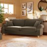 Hazel 4 Seater Sofa Fabric Ansell Moss With Country Oak Leg Lifestyle