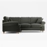Hazel 4 Seater Corner Sofa Fabric Ansell Moss With Country Oak Leg Side View