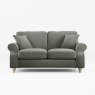 Hazel 2 Seater Sofa Fabric Ansell Moss With Country Oak Leg Front View