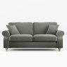 Hazel 3 Seater Sofa Fabric Ansell Moss With Country Oak Leg Front View
