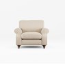 Hazel Armchair Fabric Minco Natural With Burnished Beech Leg Front View