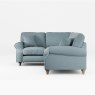 Hazel 4 Seater Corner Sofa Fabric Minco Samur Teal With Country Oak Leg Side View