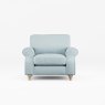 Hazel Armchair Fabric Minco Samur Teal With Country Oak Leg Front View