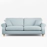 Hazel 4 Seater Sofa Fabric Minco Samur Teal With Country Oak Leg Front View