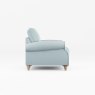 Hazel Armchair Fabric Minco Samur Teal With Country Oak Leg Side View