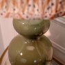 Mindy Brownes Robyn Table Lamp Green Base With Peach Patterned Shade Close Up Base