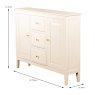 Carson 2 Door + 3 Drawer Slim Sideboard Cream Dimensions