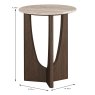 Cali Round Side/Lamp Table With Travertine Top Dimensions
