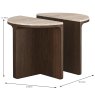 Cali Half Moon Nest Of Tables With Travertine Top (Set of 2) Dimensions